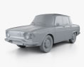 Renault 10 1965 3d model clay render