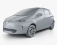 Renault ZOE mit Innenraum 2016 3D-Modell clay render
