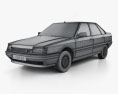 Renault 21 с детальным интерьером 1994 3D модель wire render