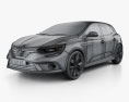 Renault Megane 掀背车 2019 3D模型 wire render