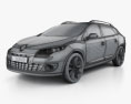 Renault Megane Estate 2014 3D 모델  wire render