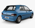 Renault Clio 3도어 해치백 1994 3D 모델  back view