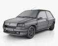 Renault Clio 3ドア ハッチバック 1994 3Dモデル wire render