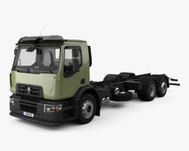 Renault D Wide Вантажівка шасі 3-вісний з детальним інтер'єром 2016 3D модель