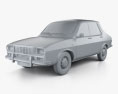 Renault 12 1969 3D-Modell clay render