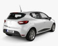 Renault Clio Business 5도어 해치백 2019 3D 모델  back view
