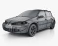 Renault Megane 5ドア ハッチバック 2010 3Dモデル wire render