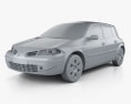 Renault Megane 5门 掀背车 2010 3D模型 clay render