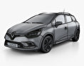 Renault Clio Signature Nav Estate 2018 3D 모델  wire render