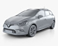 Renault Clio Signature Nav Estate 2018 3D-Modell clay render