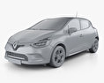 Renault Clio GT Line 5ドア 2018 3Dモデル clay render
