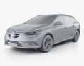 Renault Megane estate 2021 3d model clay render