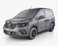 Renault Kangoo Van 2022 3d model wire render