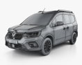 Renault Kangoo 2023 3d model wire render