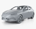Renault Clio RS-Line с детальным интерьером 2022 3D модель clay render