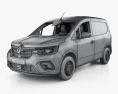 Renault Kangoo Van インテリアと 2024 3Dモデル wire render