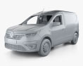 Renault Express Van з детальним інтер'єром 2024 3D модель clay render