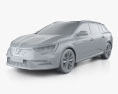 Renault Megane estate 2023 3d model clay render