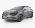 Renault Megane E-TECH Plug-in Hybrid 해치백 2024 3D 모델  wire render