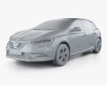 Renault Megane E-TECH Plug-in Hybrid hatchback 2024 Modèle 3d clay render