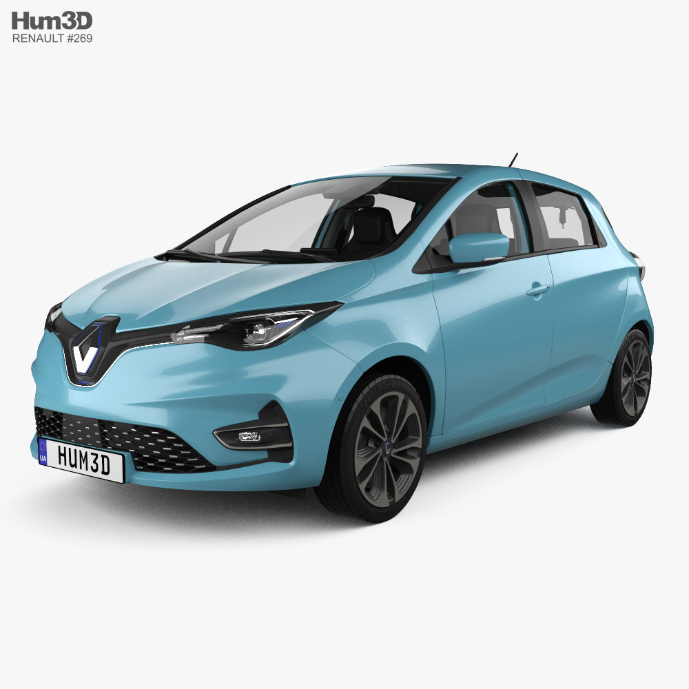 Renault Zoe インテリアと とエンジン 2020 3Dモデル