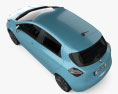 Renault Zoe mit Innenraum und Motor 2023 3D-Modell Draufsicht