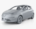 Renault Zoe з детальним інтер'єром та двигуном 2023 3D модель clay render