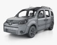 Renault Kangoo з детальним інтер'єром 2017 3D модель wire render