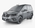 Renault Kangoo JP-spec 2024 Modèle 3d wire render