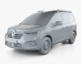 Renault Kangoo JP-spec 2024 3D 모델  clay render