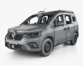 Renault Kangoo JP-spec avec Intérieur 2024 Modèle 3d wire render