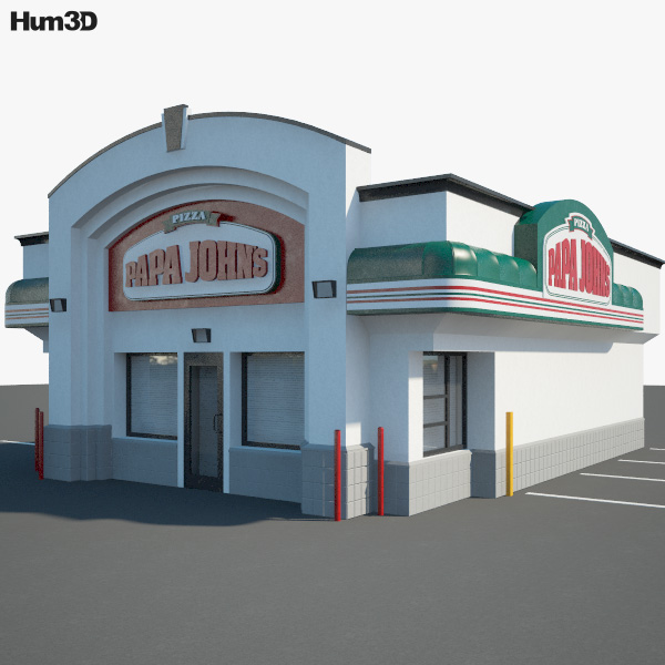 Papa John's Pizza Restaurant 01 3D-Modell
