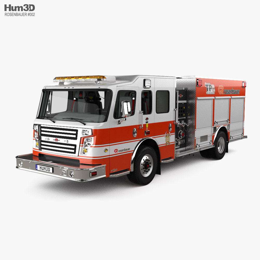 Rosenbauer TP3 Pumper Fire Truck with HQ interior 2022 3d model