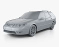 Saab 9-5 Aero wagon 2010 3Dモデル clay render