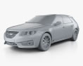 Saab 9-5 Sport Combi 2013 3D模型 clay render