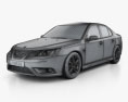 Saab 9-3 Sport Седан с детальным интерьером 2013 3D модель wire render