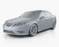 Saab 9-3 Sport Седан с детальным интерьером 2013 3D модель clay render