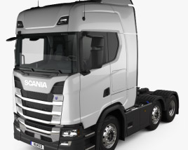 Scania R Highline Camion Tracteur 3 essieux avec Intérieur 2017 Modèle 3D