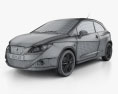 Seat Ibiza Sport Coupe 3 portas 2014 Modelo 3d wire render