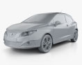 Seat Ibiza Sport Coupe 3ドア 2014 3Dモデル clay render