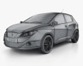 Seat Ibiza Хэтчбек пятидверный 2014 3D модель wire render