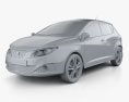 Seat Ibiza 掀背车 5门 2014 3D模型 clay render
