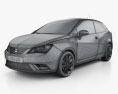 Seat Ibiza SC 2014 3D模型 wire render