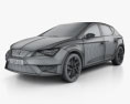 Seat Leon FR 5 portas hatchback com interior e motor 2016 Modelo 3d wire render