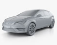 Seat Leon FR 5 porte hatchback con interni e motore 2016 Modello 3D clay render