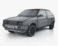 Seat Ibiza 3ドア 1993 3Dモデル wire render