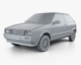Seat Ibiza 3门 1993 3D模型 clay render