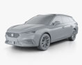 Seat Leon FR sportstourer 2023 3D模型 clay render