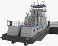 Pusher Boat with Barge 3D модель