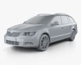 Skoda Superb (B6) Combi 2012 3d model clay render